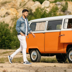 Buty sportowe męskie 928 indygo kombinowane