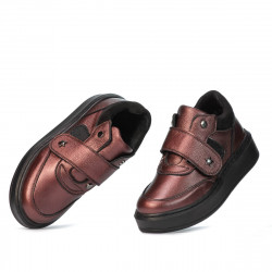 Buty dziecięce 2009 bordo perłowe połączone