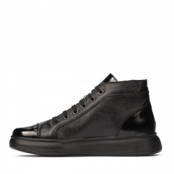Buty męskie 4125 czarne kombinowane