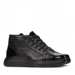 Buty męskie 4125 czarne kombinowane