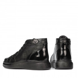 Buty męskie 4125 czarne kombinowane