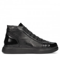 Buty męskie 4125 czarne kombinowane