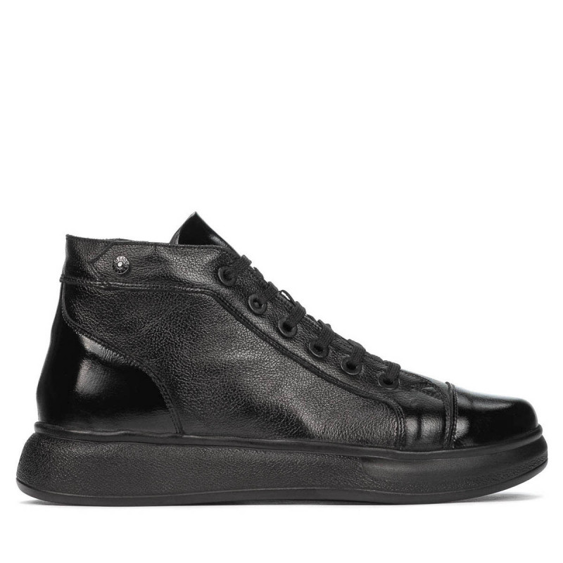 Buty męskie 4125 czarne kombinowane