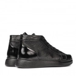 Buty męskie 4125 czarne kombinowane