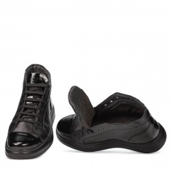 Buty męskie 4125 czarne kombinowane