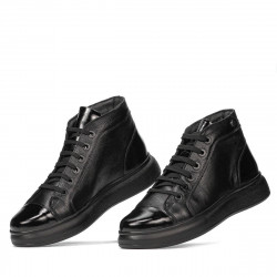 Buty męskie 4125 czarne kombinowane