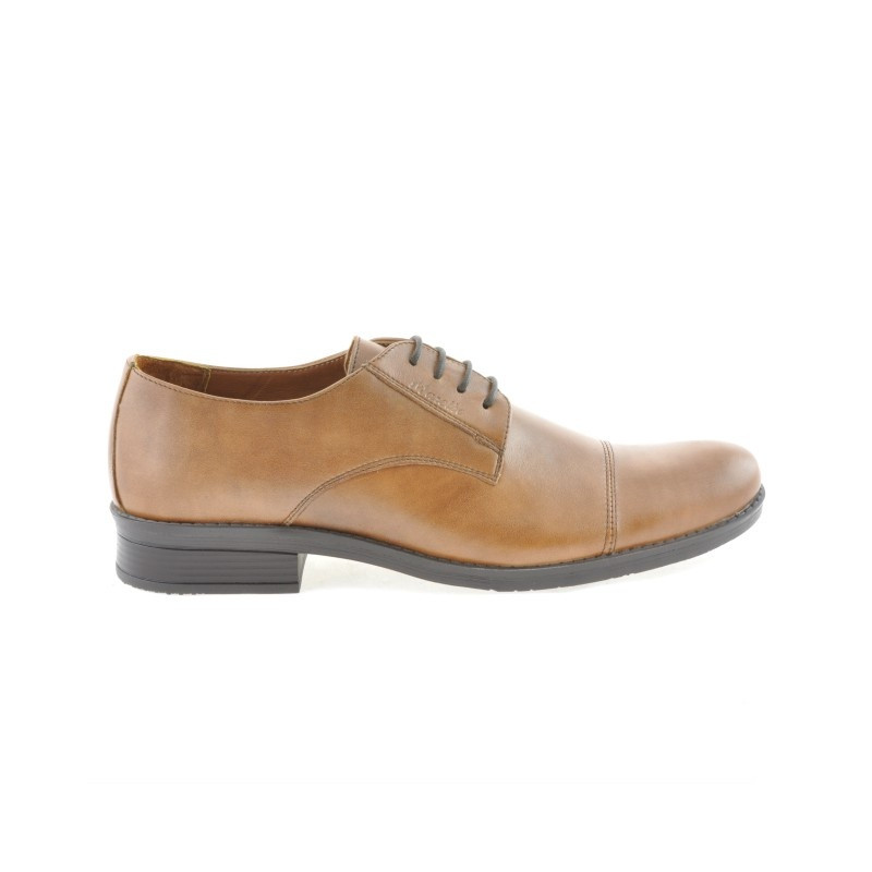 Eleganckie buty męskie 787 brązowe woskowane