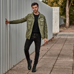 Buty męskie 4125 czarne kombinowane lifestyle