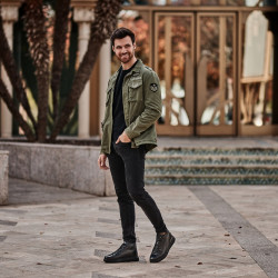 Buty męskie 4125 czarne kombinowane lifestyle