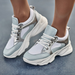 Damskie buty sportowe 6038 perłowy niebieski kombinowany
