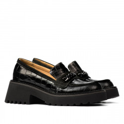 Damskie buty casual 6041 czarne croco kombinowane