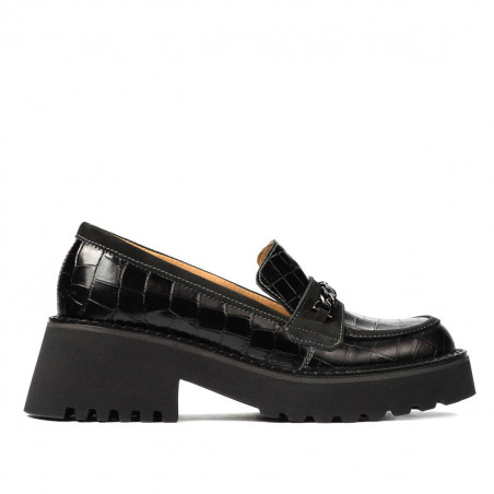 Damskie buty casual 6041 czarne croco kombinowane