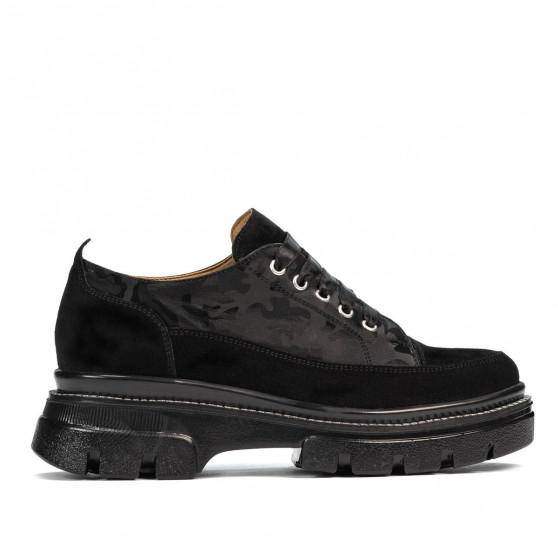 Damskie buty casual 6043 czarny zamsz łączony