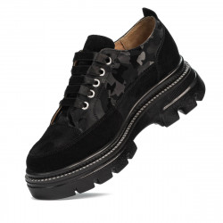 Damskie buty casual 6043 czarny zamsz łączony
