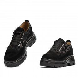 Damskie buty casual 6043 czarny zamsz łączony
