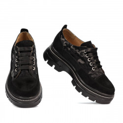 Damskie buty casual 6043 czarny zamsz łączony