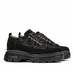Damskie buty casual 6043 czarny zamsz łączony