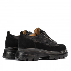 Damskie buty casual 6043 czarny zamsz łączony