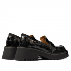 Damskie buty casual 6041 czarne croco kombinowane