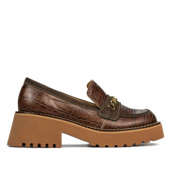 Damskie buty casual 6041 croco brązowy kombinowany