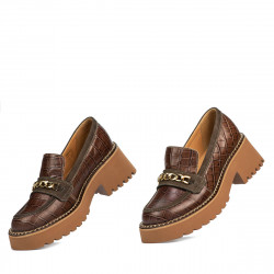 Damskie buty casual 6041 croco brązowy kombinowany