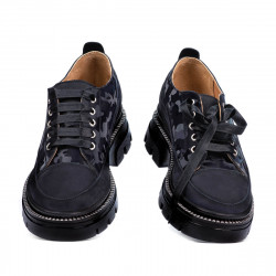 Damskie buty casual 6043 zamszowe w kolorze indygo połączone