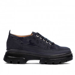 Damskie buty casual 6043 zamszowe w kolorze indygo połączone