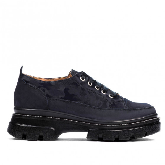 Damskie buty casual 6043 zamszowe w kolorze indygo połączone