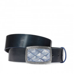 Pasek unisex 07ld lakierowany niebieski