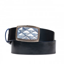 Pasek unisex 07ld lakierowany niebieski
