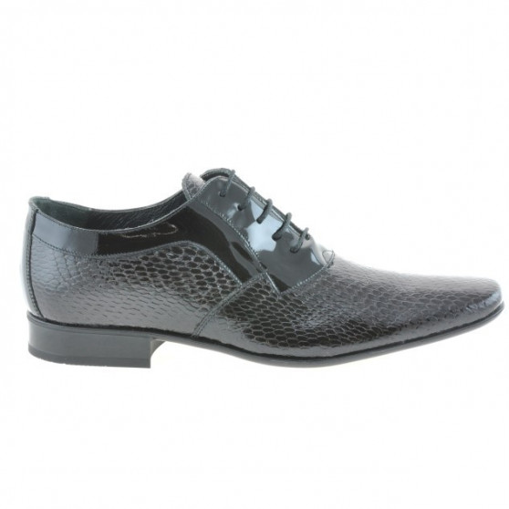 Eleganckie buty męskie 798 czarny lakierowany krokodyl