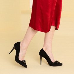 Eleganckie damskie buty 1279 czarne zamszowe
