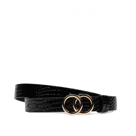 Pasek damski 29m czarny krokodyl