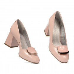 Eleganckie damskie buty lakierowane różowe 1291
