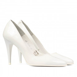 Damskie eleganckie buty 1246 białe lakierowane