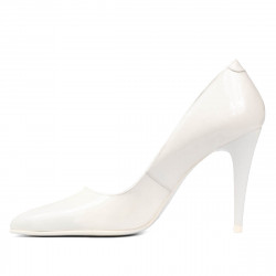 Damskie eleganckie buty 1246 białe lakierowane