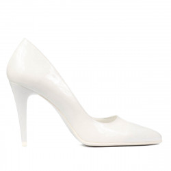 Damskie eleganckie buty 1246 białe lakierowane