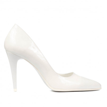 Damskie eleganckie buty 1246 białe lakierowane