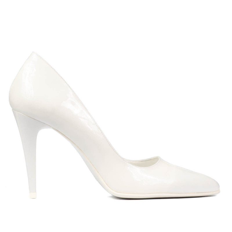 Damskie eleganckie buty 1246 białe lakierowane