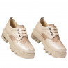 Damskie buty casual 6047 beżowe łączone
