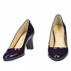 Eleganckie buty damskie 1209 lakierowane indygo