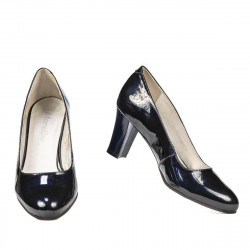 Eleganckie damskie buty 1209 lakierowane indigo perłowe