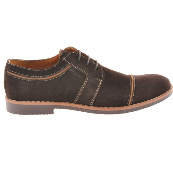 Casualowe / eleganckie buty męskie 749 kawa zamsz
