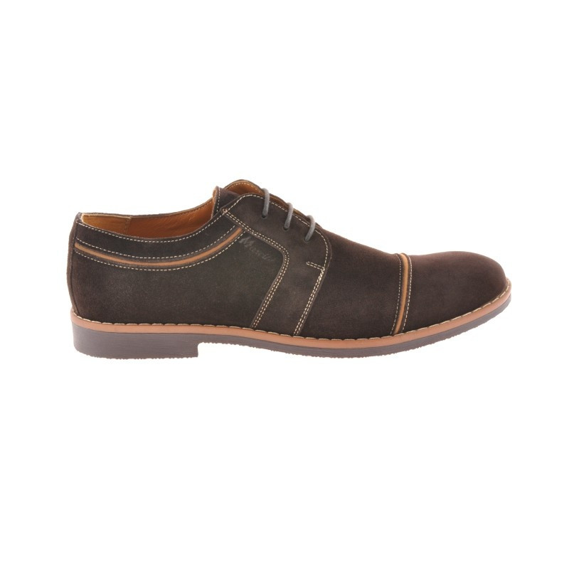 Casualowe / eleganckie buty męskie 749 kawa zamsz