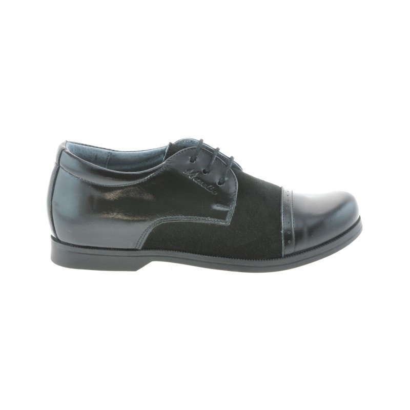 Buty dziecięce 132 lakier czarny+czarny welur