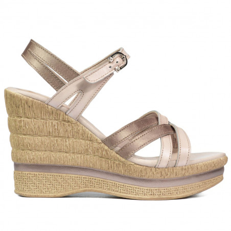 Sandały damskie 5086 beż perłowy kombinowany