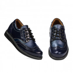 Dziecięce buty 154 lakierowane indigo kombinowane
