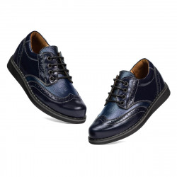Dziecięce buty 154 lakierowane indigo kombinowane