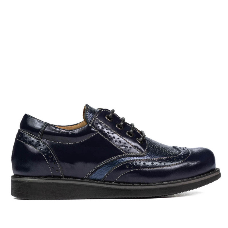 Dziecięce buty 154 lakierowane indigo kombinowane