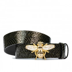 Pasek damski 01ld croco lakier zielony